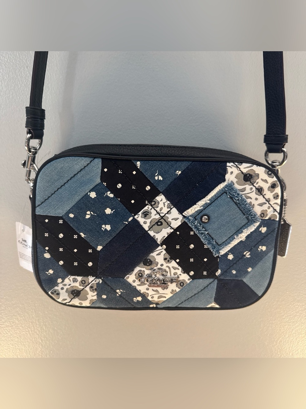 Coach Denim Patchwork Crossbody Bag in Blue and black NWT